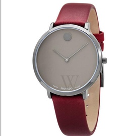 Movado WOMEN'S Modern 47 (Calfskin) Leather Grey Dial Watch 0607338