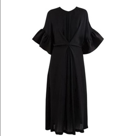 로에베 Loewe Ladies Ruffled Sleeves Dress In Black, Brand Size 36 S2106310RO.1100