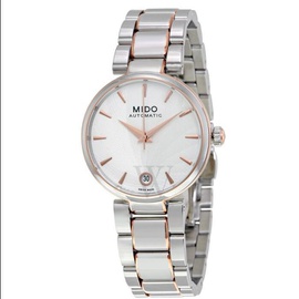 Mido WOMEN'S Baroncelli II Stainless Steel with Rose Gold PVD Accents Silver Dial M0222072203111
