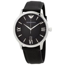 Emporio Armani MEN'S Giovanni Leather Black Dial Watch AR11210