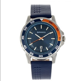 Breed MEN'S Revolution Genuine Leather Blue Dial Watch 8306