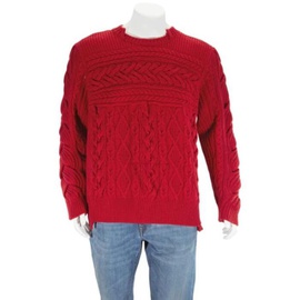 버버리 Burberry Aran Knit Cashmere Wool Sweater In Military Red 4061752