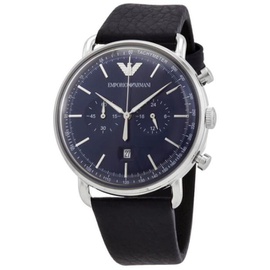 Emporio Armani MEN'S Aviator Chronograph Leather Blue Dial Watch AR11105