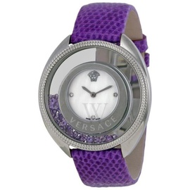 베르사체 Versace WOMEN'S Destiny Spirit Violet Galuchat Leather White Mother of Pearl Dial Watch 86Q953MD497-S702
