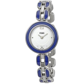 펜디 Fendi WOMEN'S My Way Stainless Steel and Blue Ceramic White Dial Watch F357024003