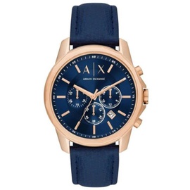 Armani Exchange MEN'S Banks Chronograph Leather Blue Dial Watch AX1723
