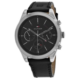 Tommy Hilfiger MEN'S Chronograph Leather Black Dial Watch 1791740