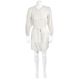 버버리 Burberry Reise Natural White Long-sleeve Cotton Belted Dress 4052730