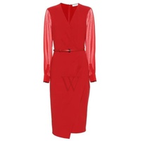 맥스마라 Max Mara Red Manuel Wool-blend Crepe Belted Wrap Dress 12261999000 022