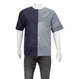 Emporio Armani MEN'S Woven Shirts Navy, Gray Mix Fabric Woven Tee W1CFCT-W171C-018