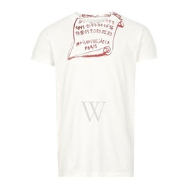 메종마르지엘라 Maison Margiela MEN'S White Scroll-print Crew-neck T-shirt, Brand Size 46 S50GC0648-S23865-961
