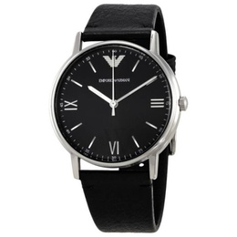 Emporio Armani MEN'S Kappa Leather Black Dial Watch AR11013