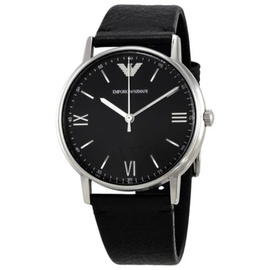 Emporio Armani MEN'S Kappa Leather Black Dial Watch AR11013
