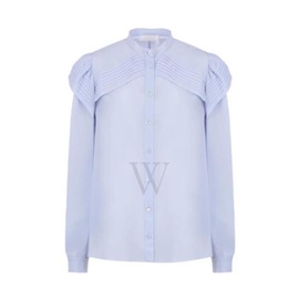 Chloe Ladies Blue Crepe De Chine Shirt With Plelated Details, Brand Size 36 CHC20SHT6900449W