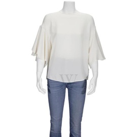 발렌티노 Valentino Ladies White Ruffle Sleeves Silk Blouse AE4101MHA03