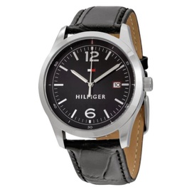 Tommy Hilfiger MEN'S Table Leather Black Dial Watch 1710350