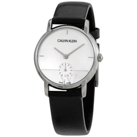 Calvin Klein MEN'S Established Leather Silver-tone Dial Watch K9H2Y1C6
