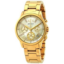 Armani Exchange WOMEN'S Smart Chronograph Stainless Steel Gold Dial Watch AX4327