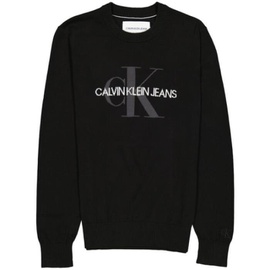 Calvin Klein MEN'S Black Organic Cotton Monogram Pullover Sweater J319386-BEH