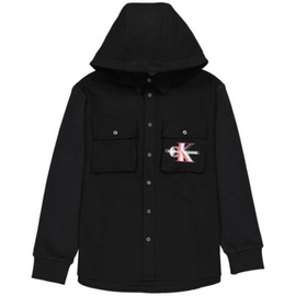 Calvin Klein MEN'S Black Fleece Hooded Overshirt, Size Small J319284-BEH