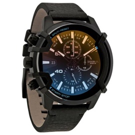 디젤 Diesel MEN'S Griffed Chronograph Leather Black Dial Watch DZ4519