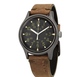 Timex MEN'S MK1 Leather Black Dial Watch TW2R97000