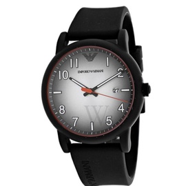 Emporio Armani MEN'S Three Hand Silicone Silver-tone Dial Watch AR11176