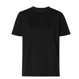 버버리 Burberry Ladies Black Monogram Motif Cotton T-shirt 8017121