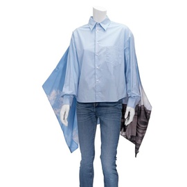 Mm6 Ladies Blue Cape-effect Poplin Shirt, Brand Size 36 (US Size 2) S62DL0042-STZ007-962