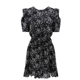 겐조 Kenzo Black Floral Ruched Dress FA52RO183521-99