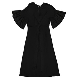 로에베 Loewe Ladies Ruffled Sleeves Dress In Black, Brand Size 36 (US Size 2) S2106310RO.1100