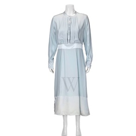 버버리 Burberry Ladies Pale Blue Silk Satin Shirt Dress 8007339