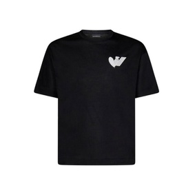 Emporio Armani MEN'S Black Logo-Embroidered Cotton T-Shirt 6L1TG2-1JSAZ-0999