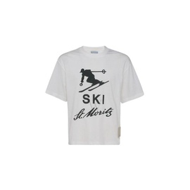Bally Bone 15 Ski St. Moritz Print Cotton T-Shirt MCC00P-BONE 15