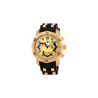 Invicta MEN'S Pro Diver Chronograph Black Silicone with Yellow Gold-plated Accents Gold Dial 23427