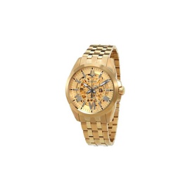 Bulova MEN'S Shutton Stainless Steel Gold Skeleton Dial Watch 97A162