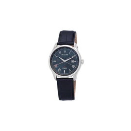Bulova MEN'S Wilton GMT Leather Blue Dial Watch 96B385