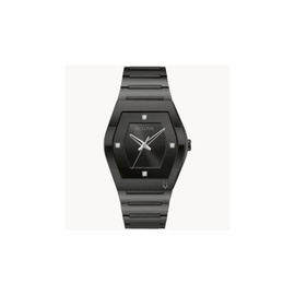 Bulova MEN'S Gemini Stainless Steel Black Dial Watch 98D177