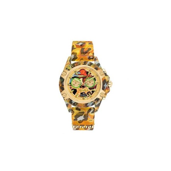 베르사체 베르사체 Versace MEN'S Icon Active Chronograph Silicone Yellow Leopard Dial Watch VEZ700822