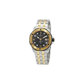 Bulova MEN'S Marine Star Stainless Steel Black Dial Watch 98D175