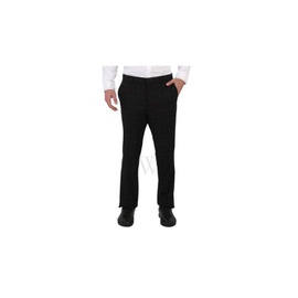 버버리 Burberry MEN'S Black Classic Fit Fil Coupe Wool Cotton Tailored Trousers 8013418