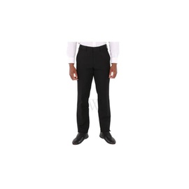 버버리 Burberry MEN'S Black Silk Satin Side Stripes Wool Silk Classic-Fit Tailored Trousers 8041490