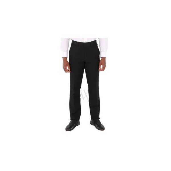 버버리 버버리 Burberry MEN'S Black Silk Satin Side Stripes Wool Silk Classic-Fit Tailored Trousers 8041490