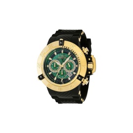Invicta MEN'S Subaqua Chronograph Silicone with Black Plastic Center Gold and Green Dial Watch 38999