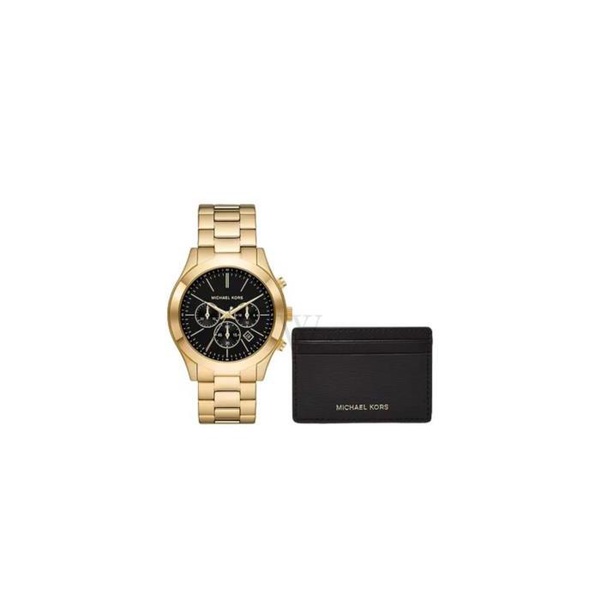 마이클 코어스 Michael Kors MEN'S Runway Chronograph Stainless Steel Black Dial Watch MK1076SET