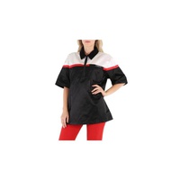버버리 Burberry Ladies Colorblock Silk Satin Oversized Short Sleeve Bowling Shirt 4566933
