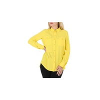 버버리 Burberry Ladies Pale Tulip Yellow Long-Sleeve Button-Down Classic Shirt 8046836
