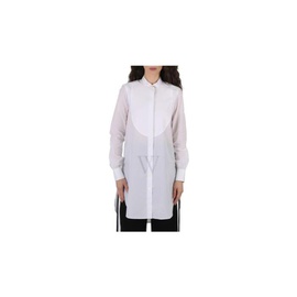 버버리 Burberry Ladies Natural White Bib Detail Cotton Longline Tunic Shirt 4059344