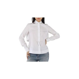 Alaia Ladies Blanc Ruffled Back Shirt AA9C0832RT395 Blanc