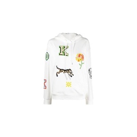 Kenzo Off White Pixel Patch Cotton Hooded Sweatshirt FD52SW0144MC.02